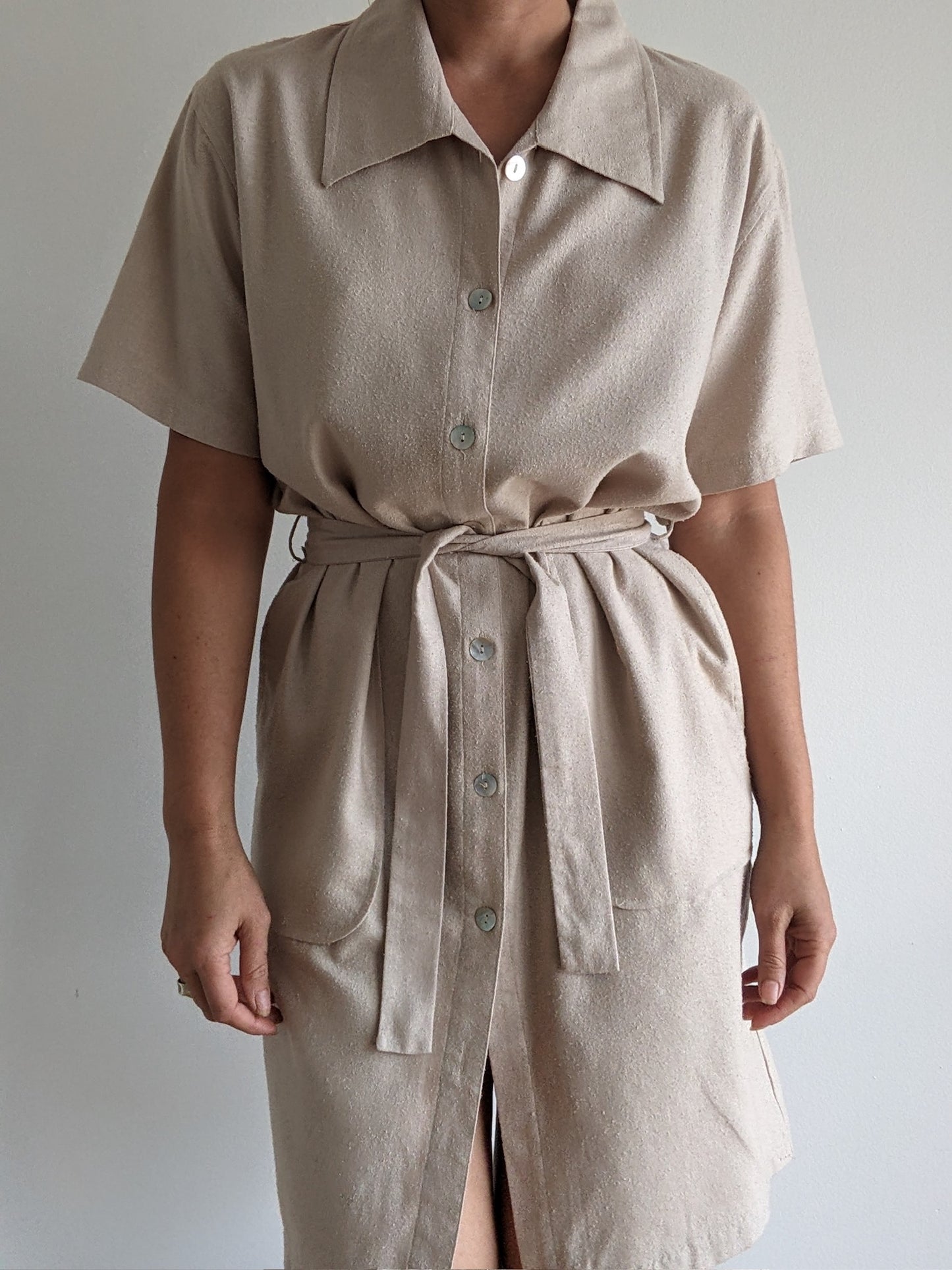 Vintage Belted Raw Silk Dress