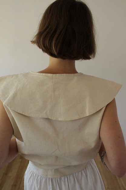 Favorite Vintage Ruffled Cream Linen Top