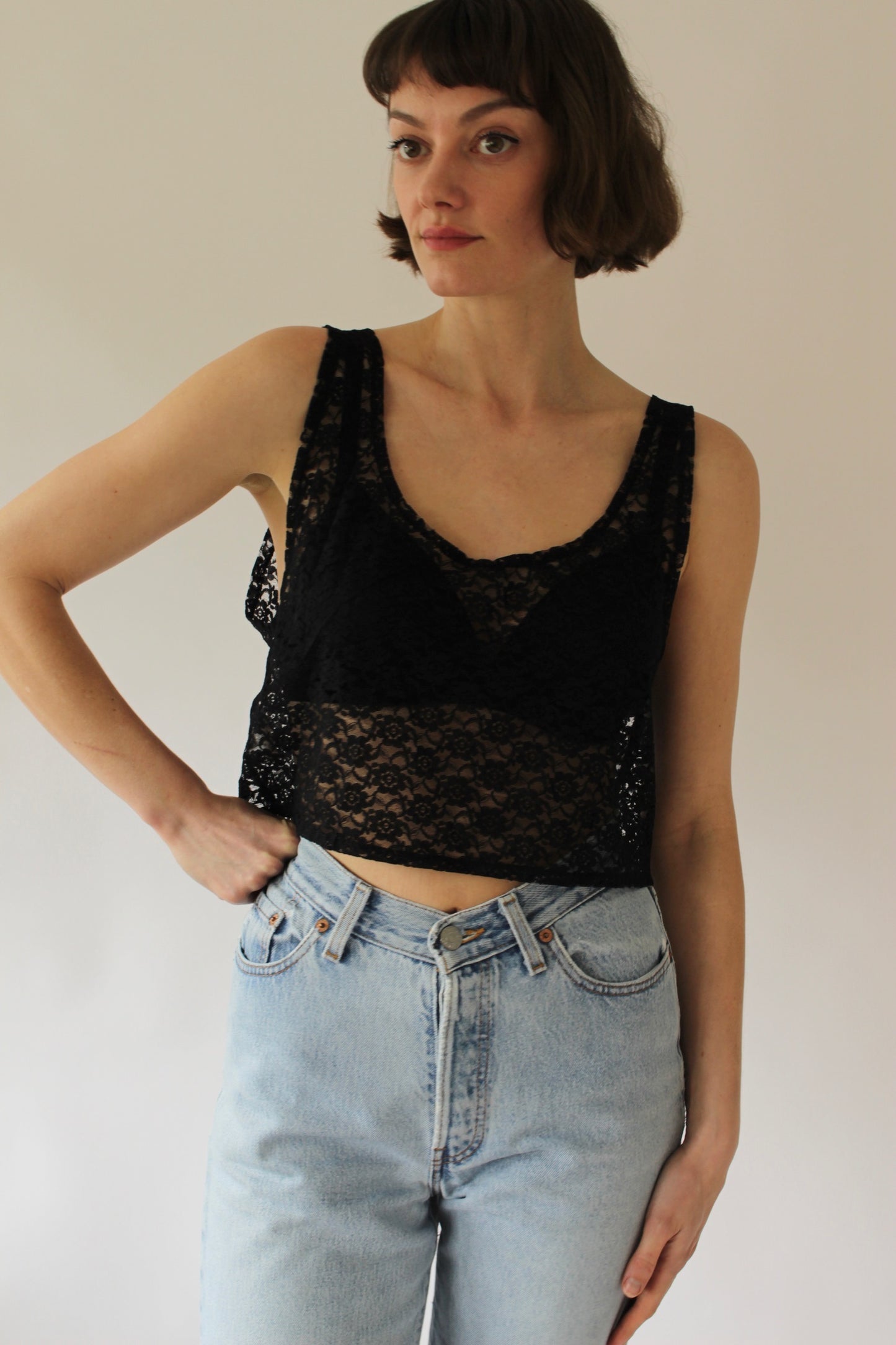 90s Caviar Cropped Lace Tank