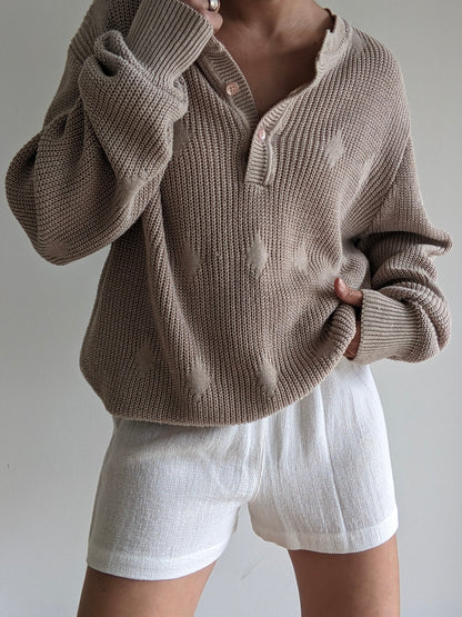 Vintage Stone Knit Henley