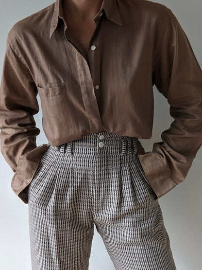 Vintage YSL Mocha Herringbone Shirt