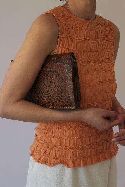 Incredible Vintage Genuine Snakeskin Clutch Bag
