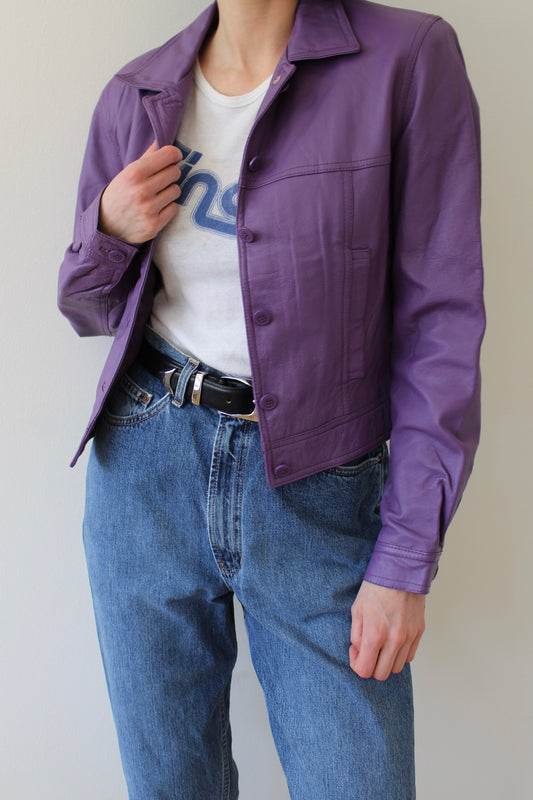 Vintage Cropped Iris Leather Jacket