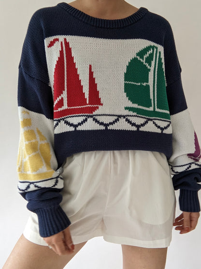 Amazing Vintage Sailing Cotton Sweater