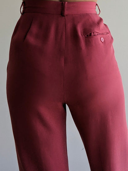 Vintage Calvin Klein Strawberry Silk Trousers