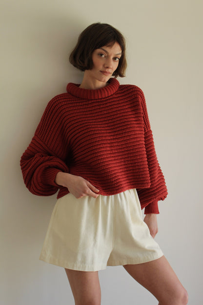 Romy Pima Cotton Balloon Sleeve Sweater
