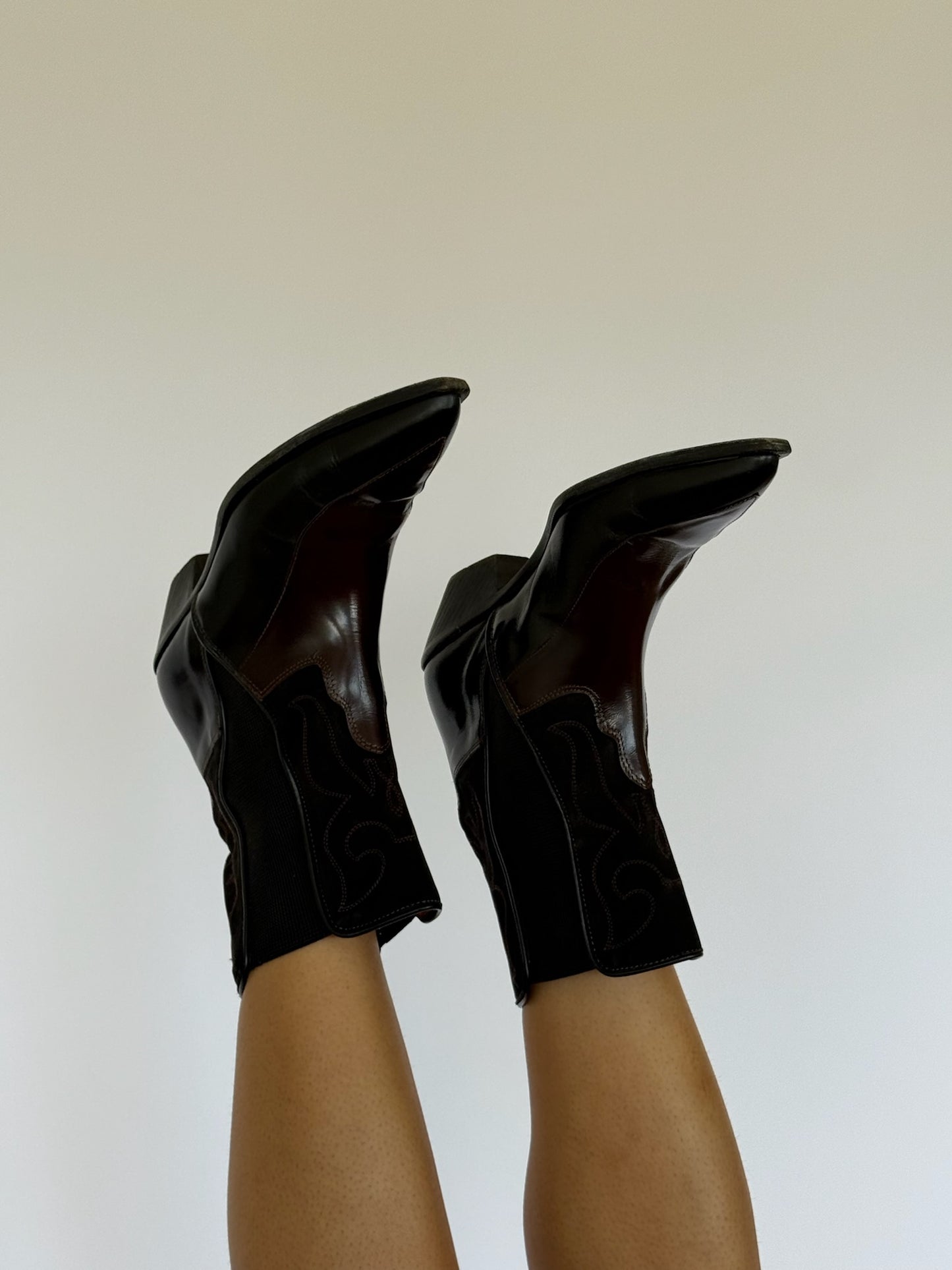 Vintage Donald Pliner Suede & Leather Embroidered Boots