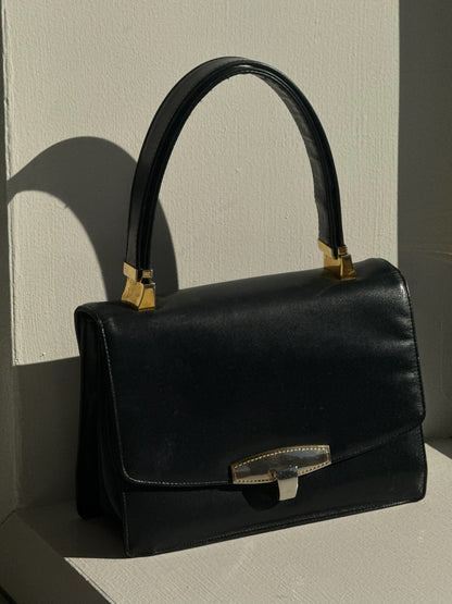 Lovely Vintage Koret Black Leather Handbag & Coin Purse