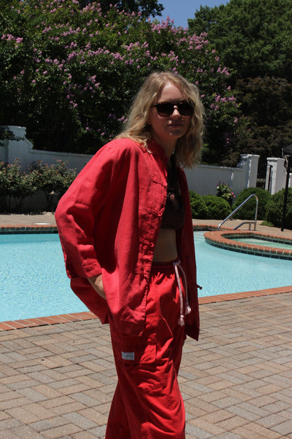 Vintage Linen Knot-Closure Jacket