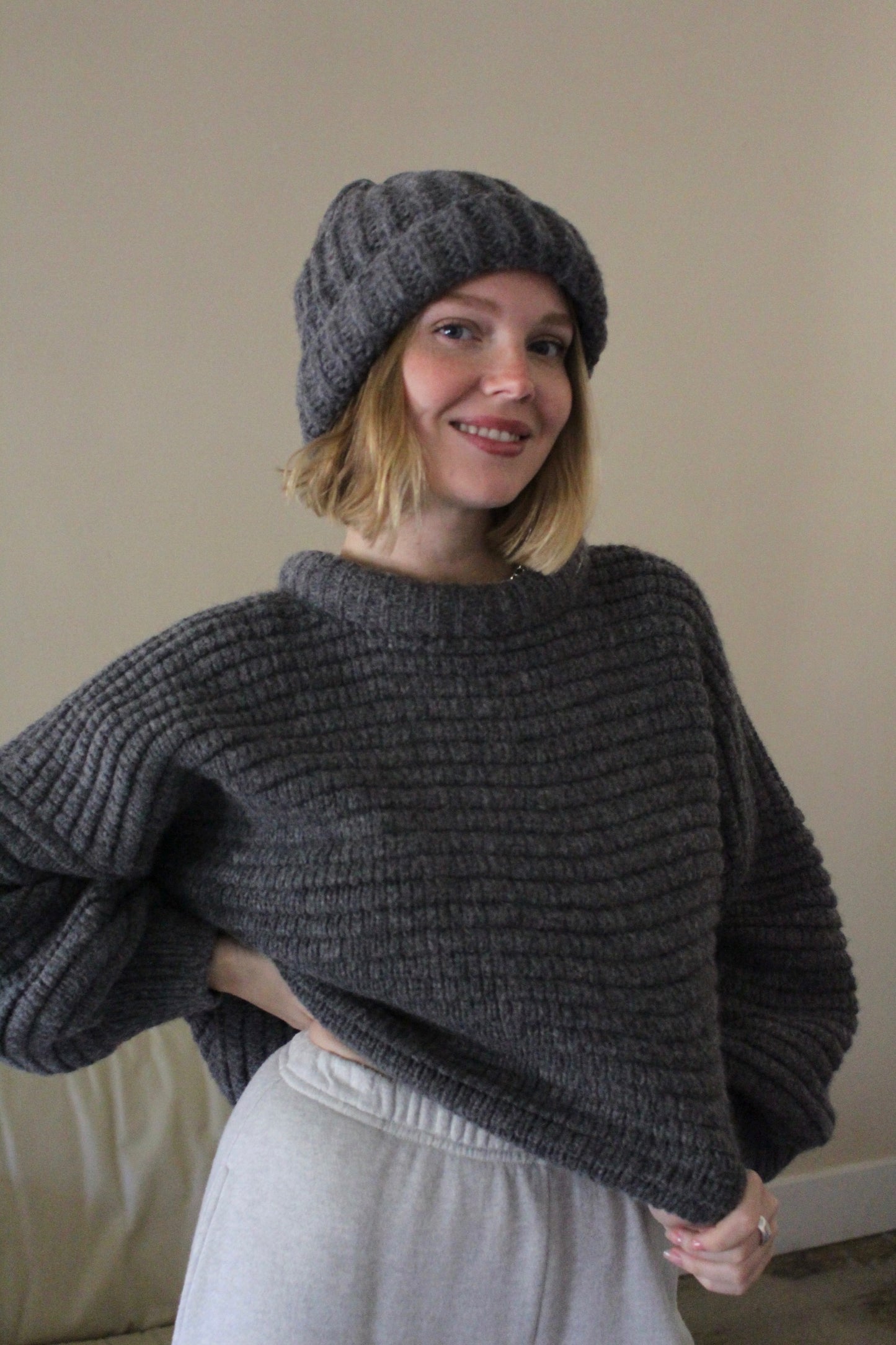 Romy Knitted Alpaca Balloon Sleeve Sweater