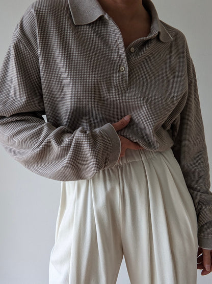 Vintage Houndstooth Henley Pullover