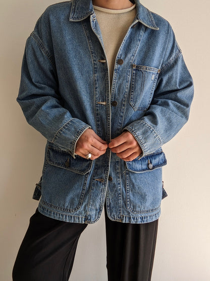 Vintage Faded Denim Chore Coat