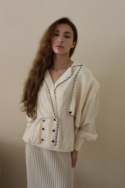 Beautiful Vintage Woven Silk Popover