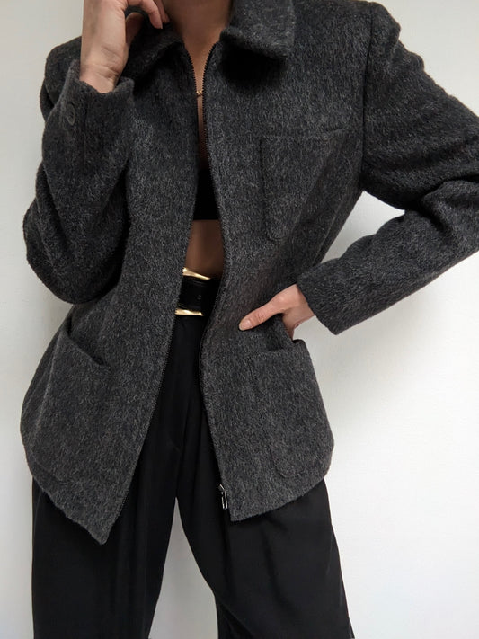 Vintage Charcoal Mohair Jacket