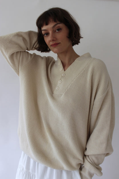 Favorite Vintage Cream Cotton Henley