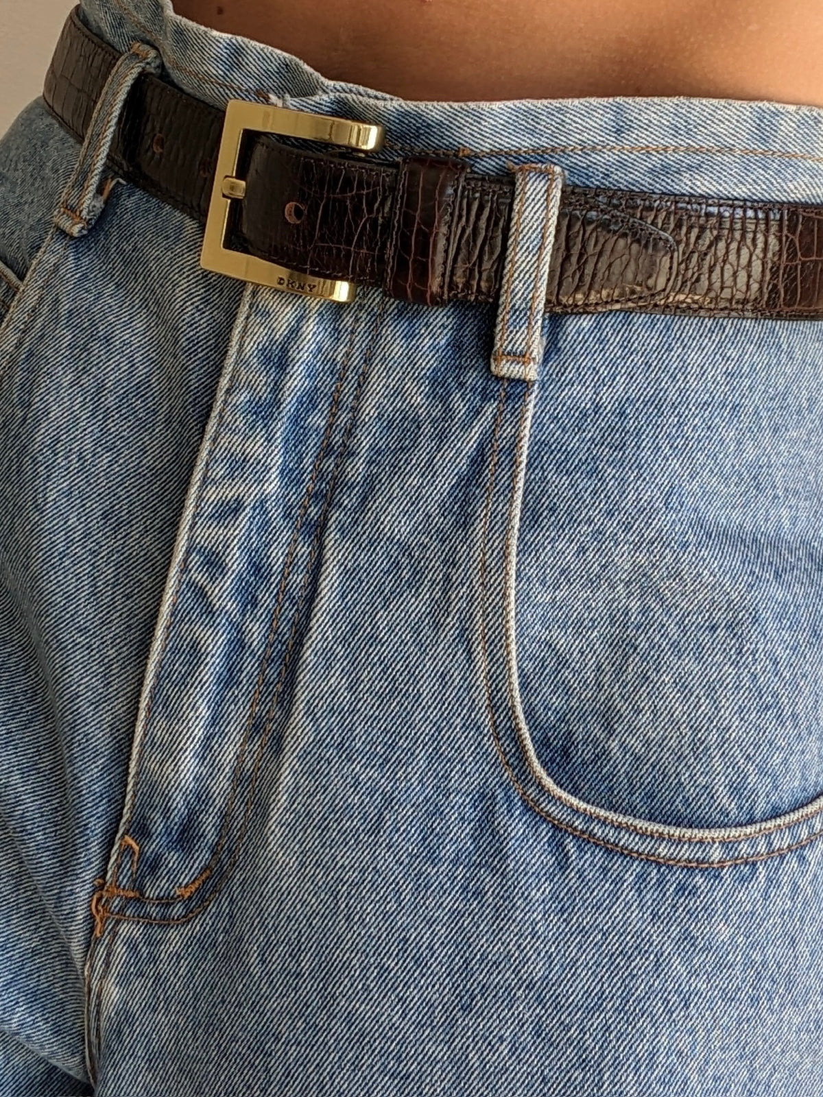 Vintage DKNY Espresso Embossed Leather Belt