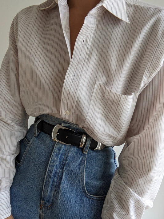 Vintage Christian Dior Embroidered Pinstripe Shirt