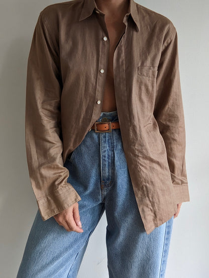 Vintage YSL Mocha Herringbone Shirt