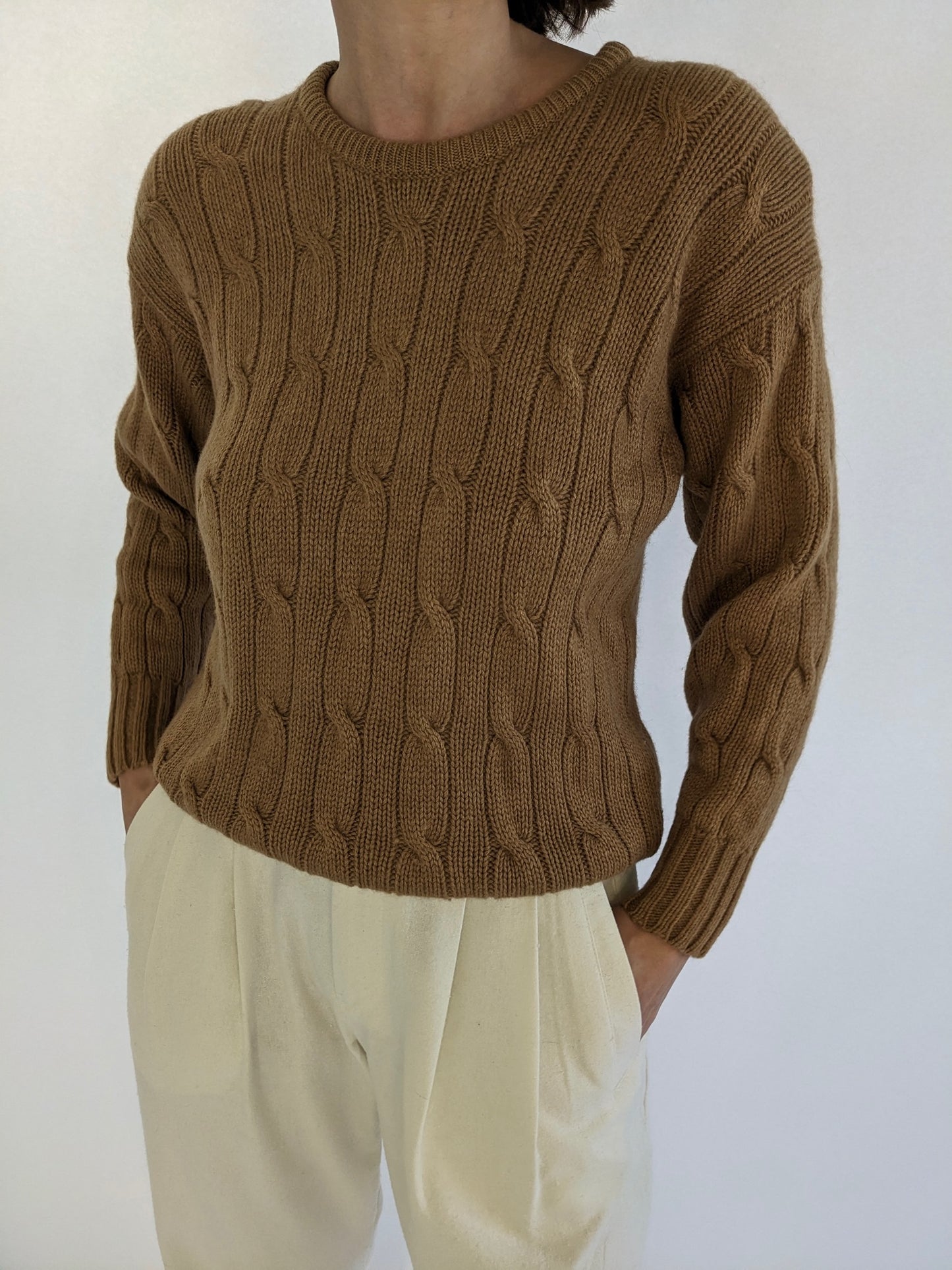 Vintage Cable Knit Camel Hair Sweater