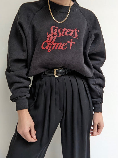 Vintage "Sisters in Crime" Raglan Sweatshirt