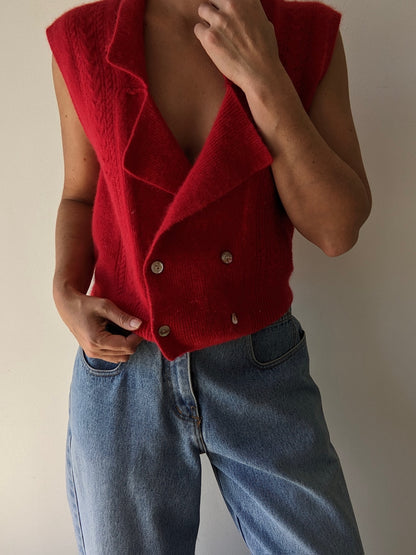 Vintage Cherry Angora Sweater Vest