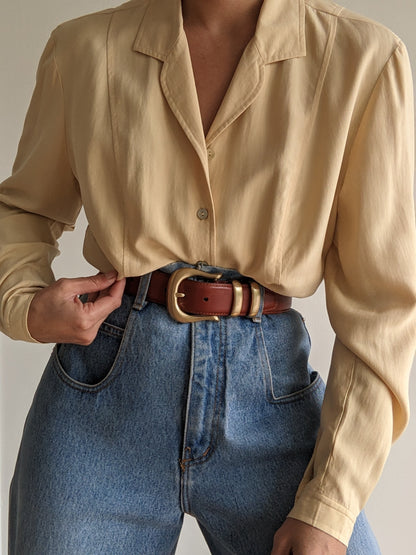 Vintage Sand Silk Blouse