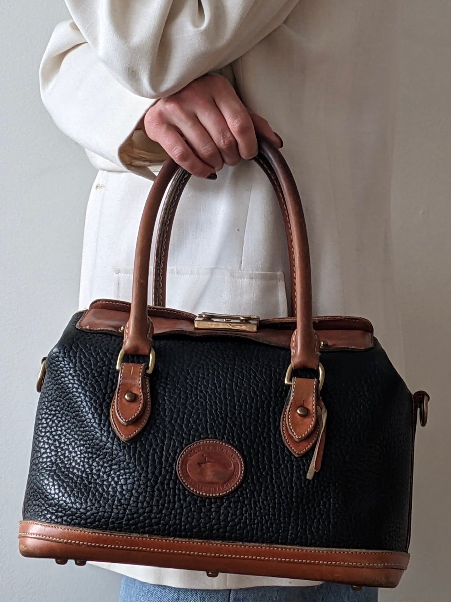Vintage Dooney & Bourke Two-Toned Pebbled Leather Bag