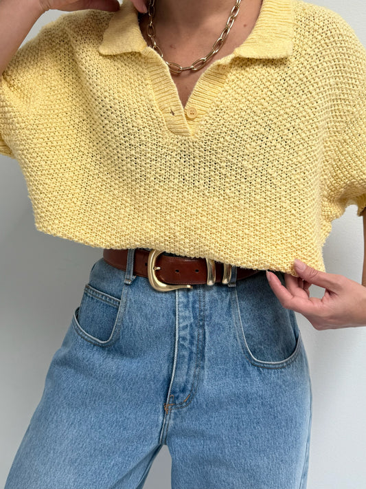 Vintage Butter Woven Cotton Henley