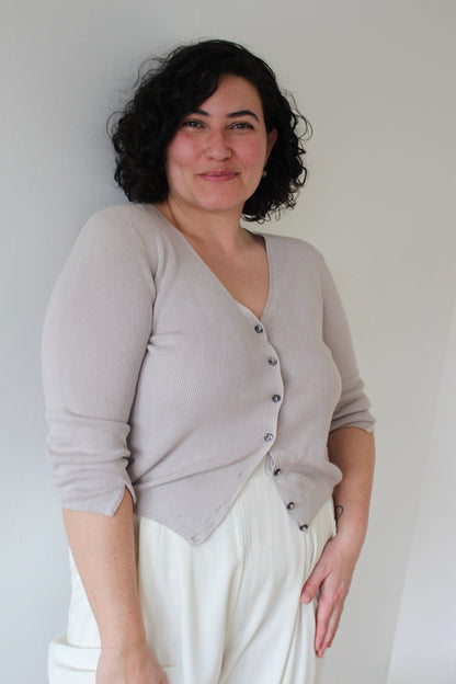 Vintage Ecru Knitted Silk Cardigan