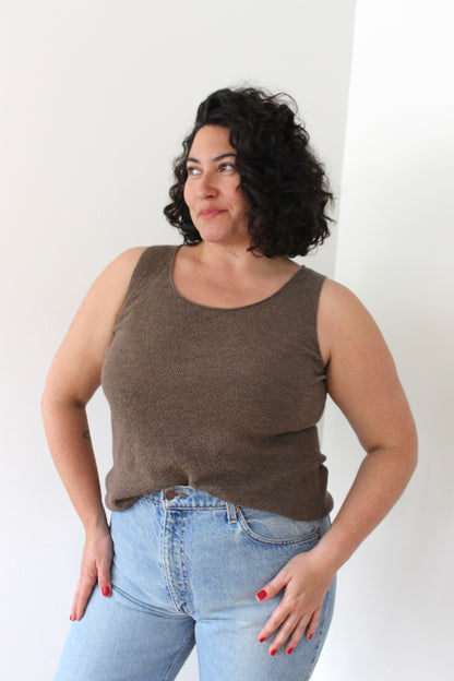 Eileen Fisher Cocoa Woven Wool Tank