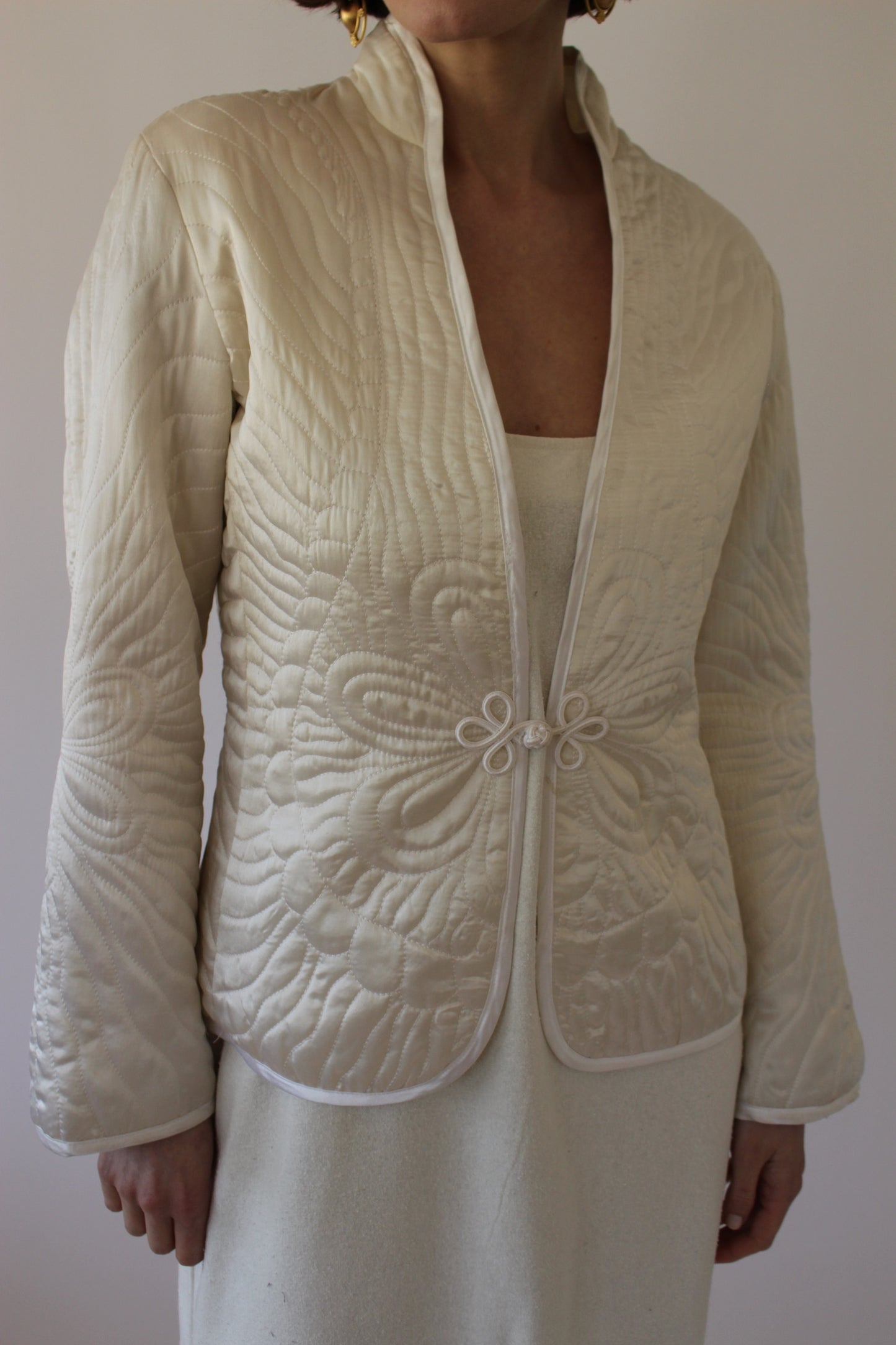 Stunning Vintage Pearl Quilted Silk Jacket