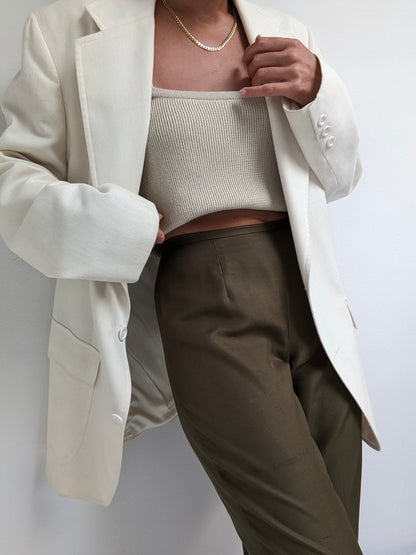 Vintage Olive Brushed Silk Pants