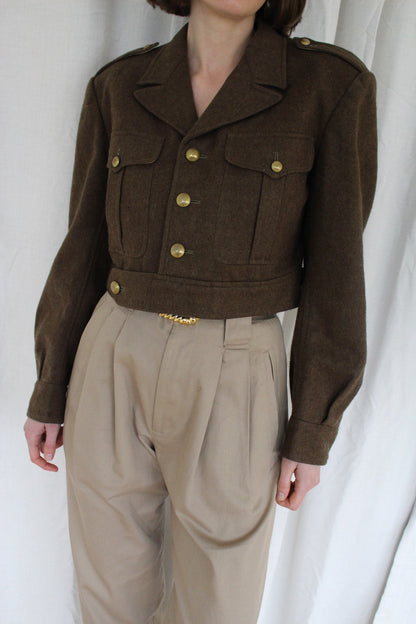Amazing Vintage French Army Wool Crop Jacket