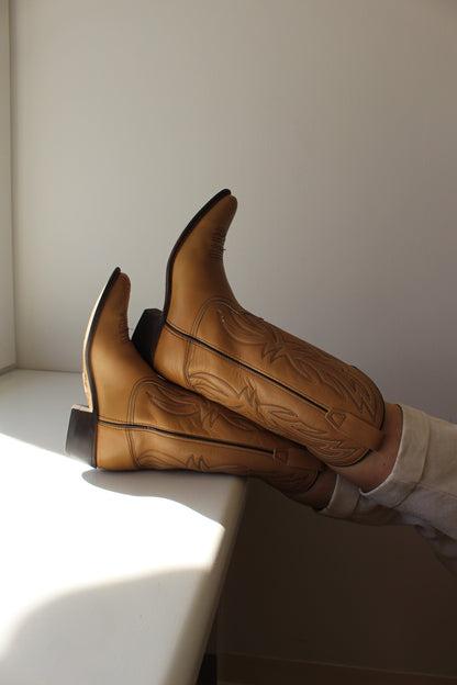 Vintage Wrangler Embroidered Leather Cowboy Boots