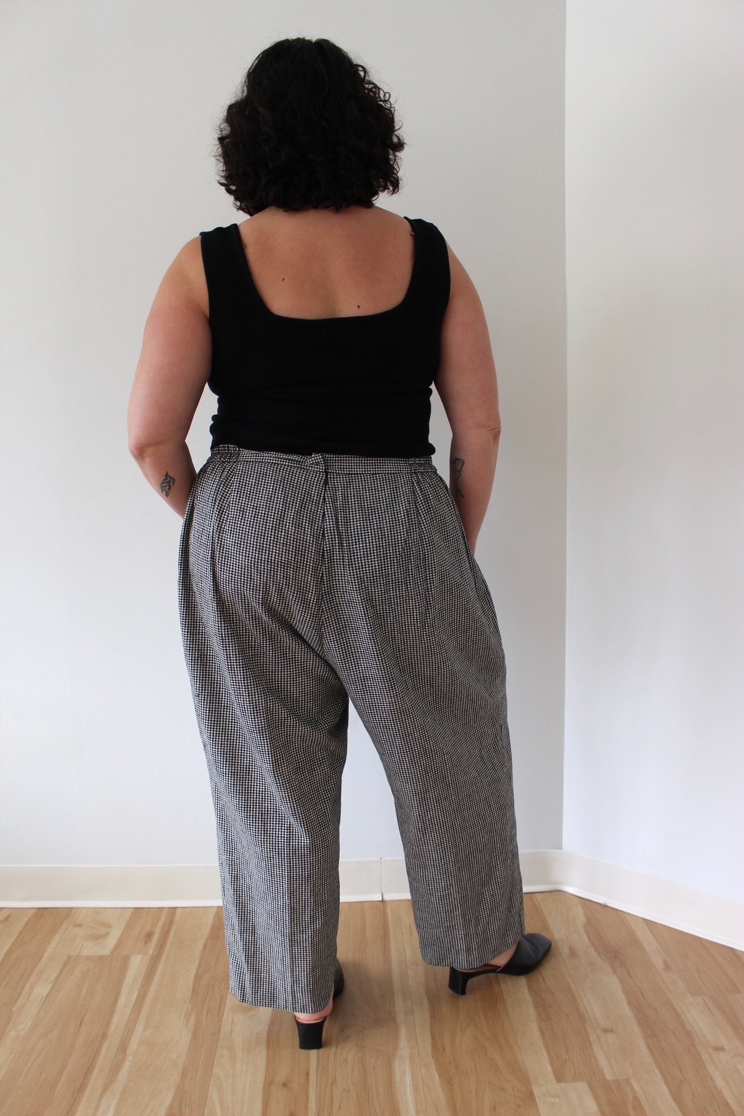 90s Gingham Linen Pants