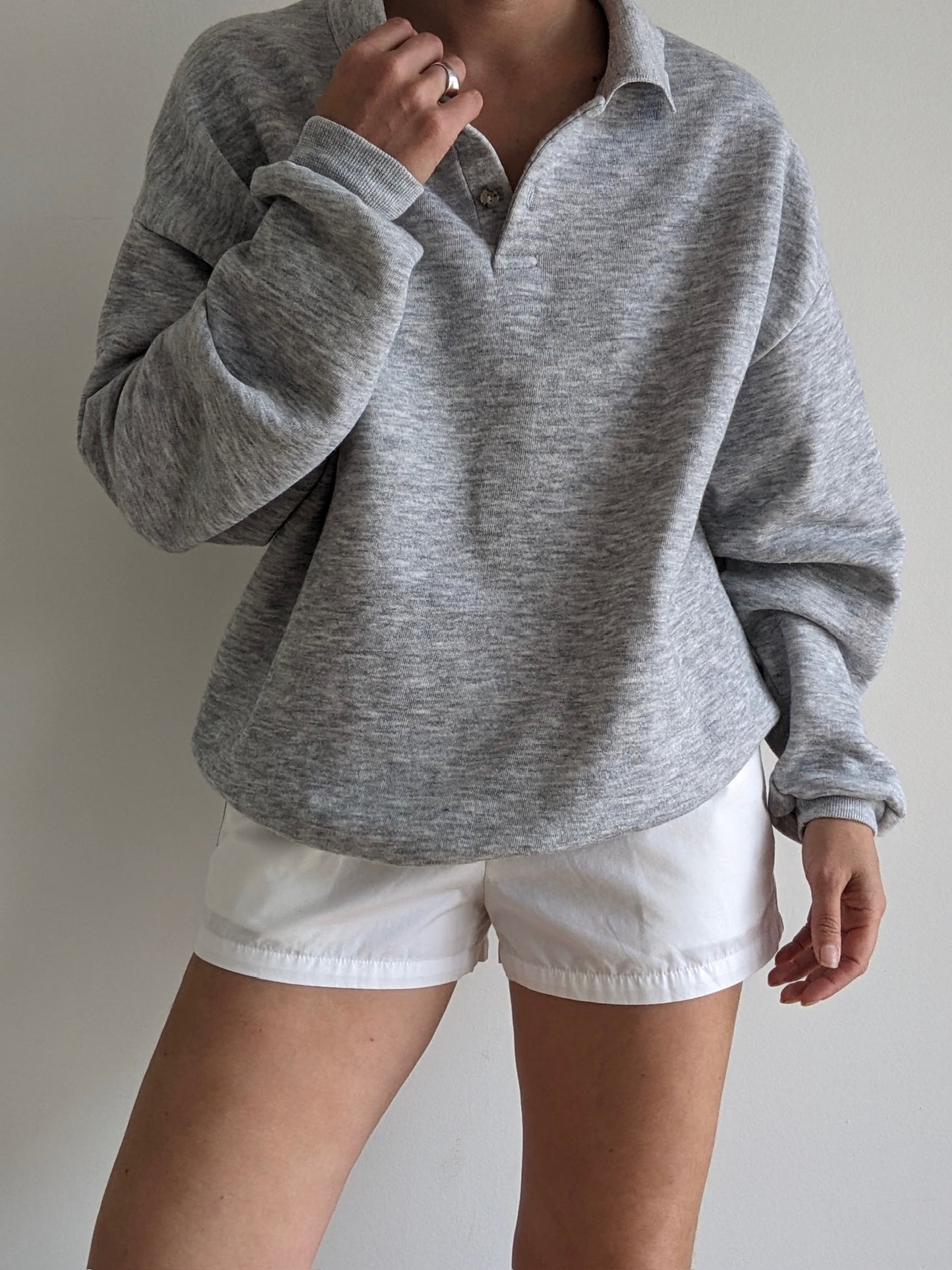 Vintage Heather Grey Collared Sweatshirt