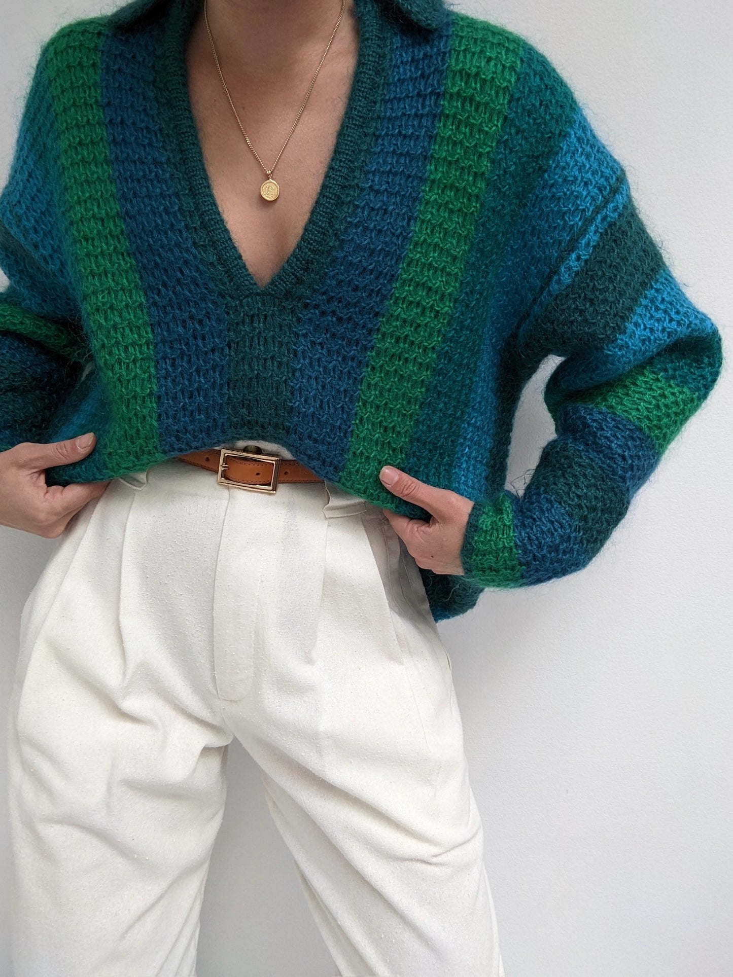 Stunning Vintage Striped Mohair Sweater