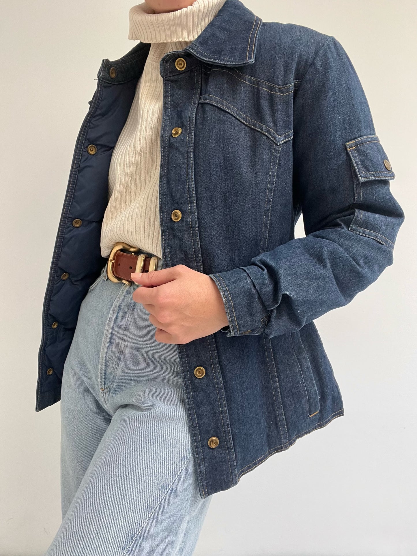 Favorite Vintage Eddie Bauer Denim Puffer Snap Jacket