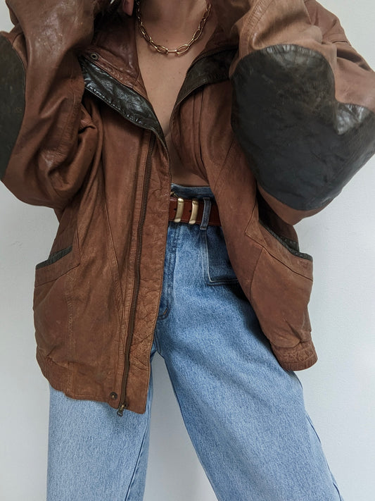 Vintage Whiskey Leather Bomber