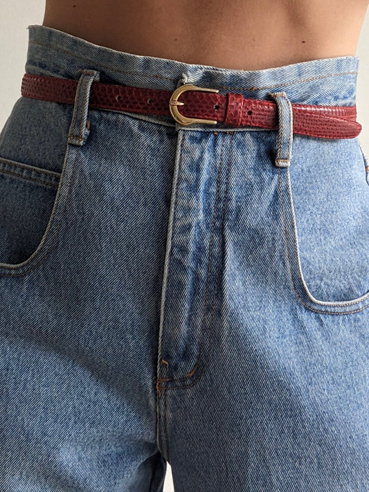 Vintage Paprika Snakeskin Leather Belt