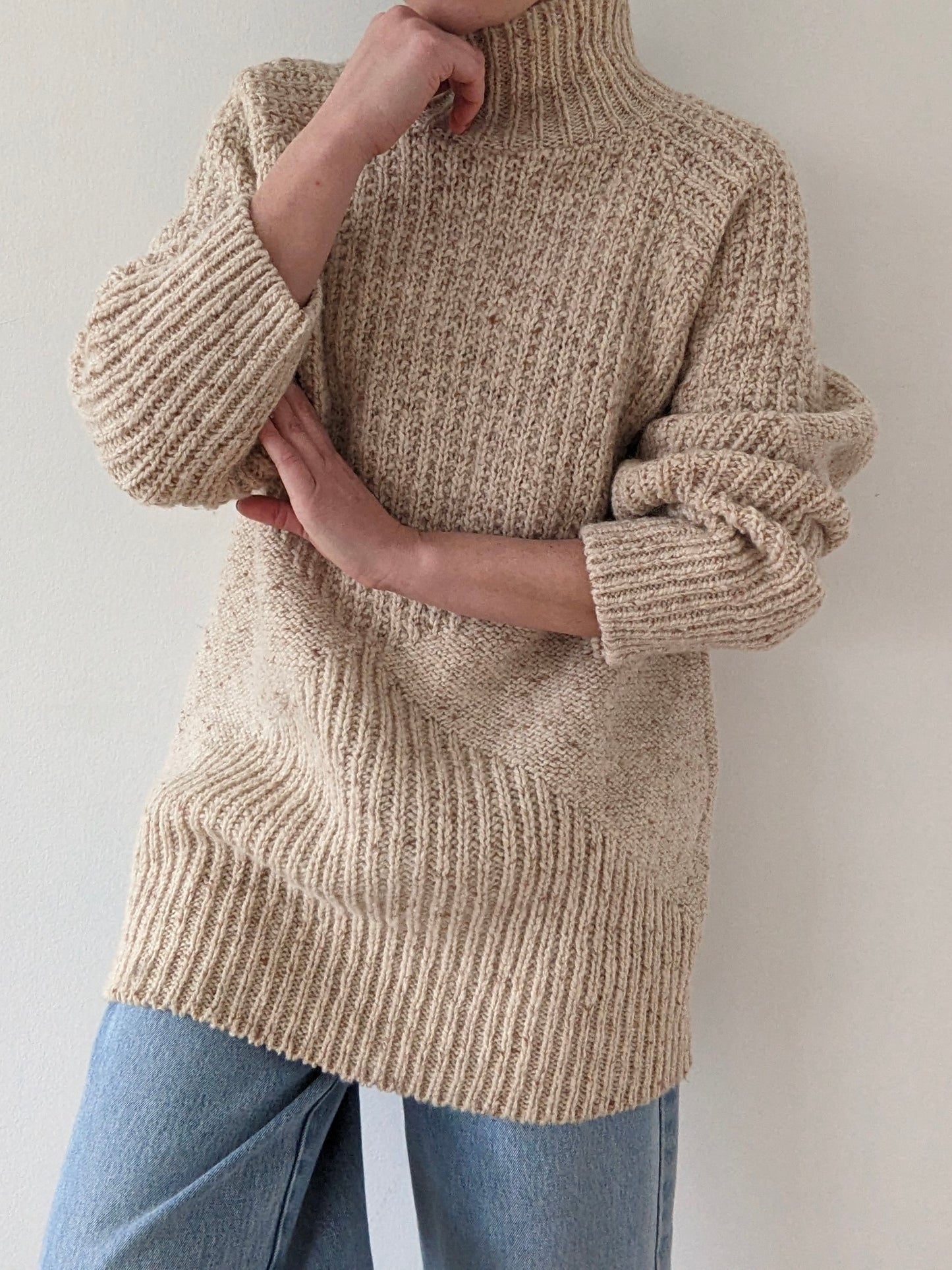 Amazing Vintage Speckled Oat Wool Tunic Sweater