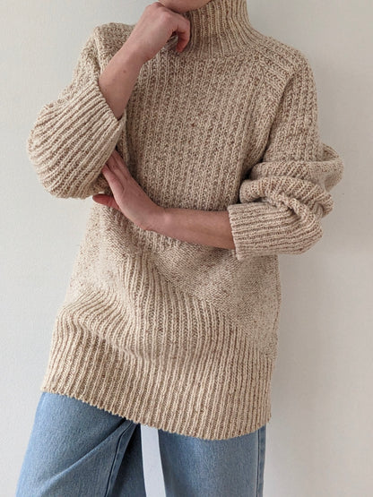 Amazing Vintage Speckled Oat Wool Tunic Sweater