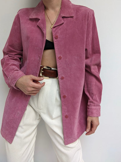 Vintage Rose Suede Shirt Jacket