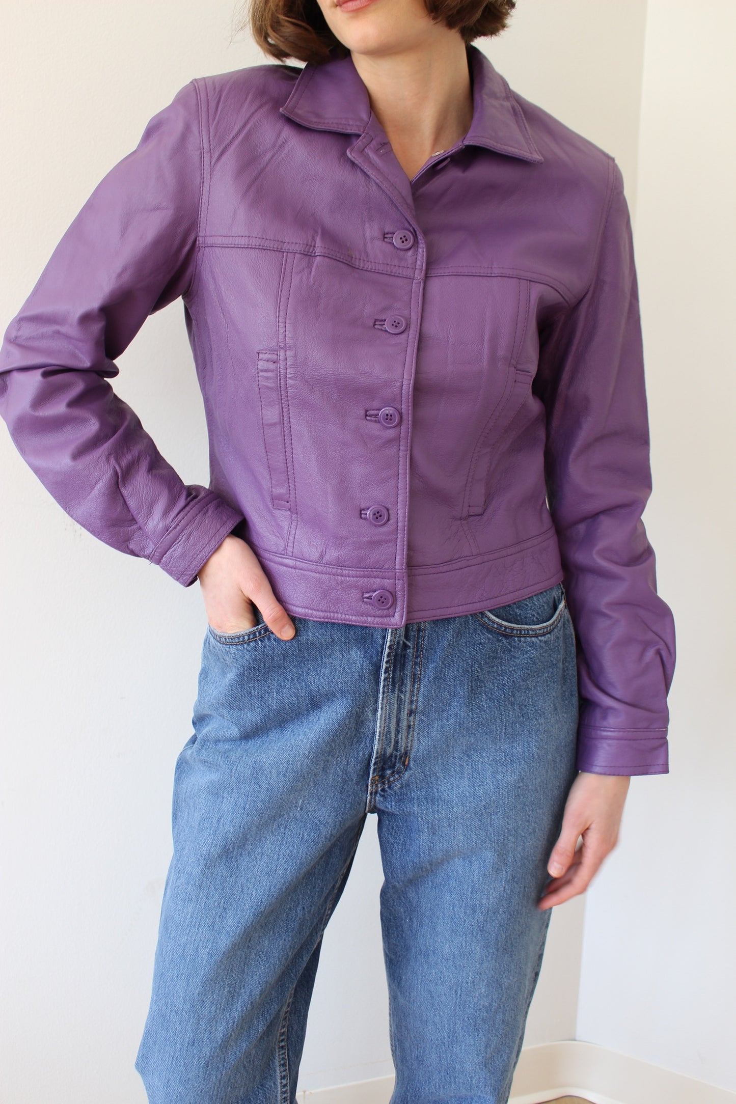 Vintage Cropped Iris Leather Jacket