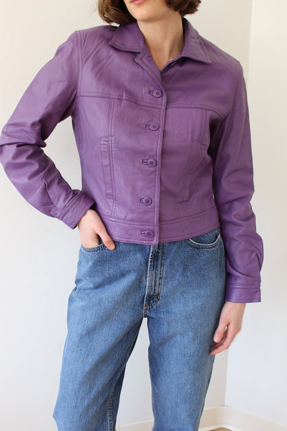 Vintage Cropped Iris Leather Jacket