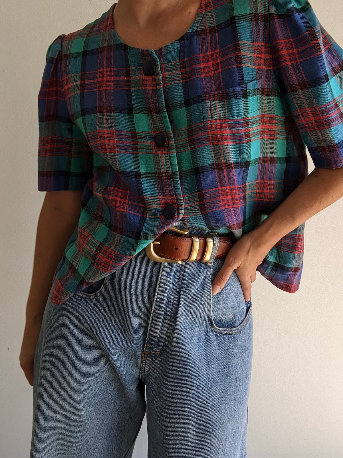 Vintage Givenchy Plaid Blouse