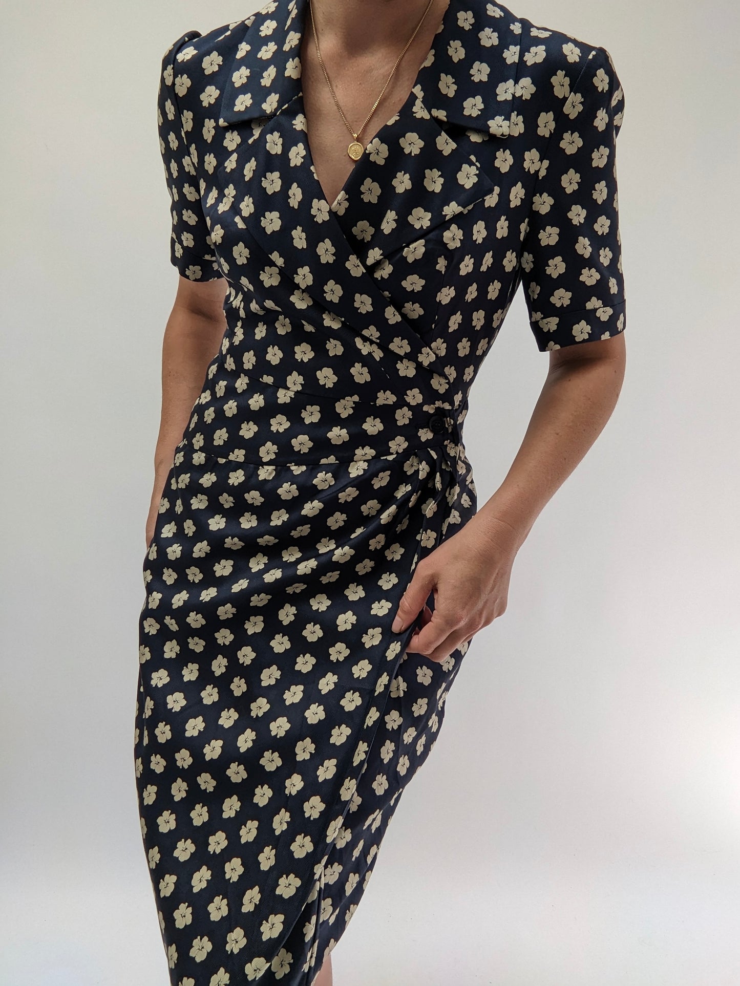 Vintage Valentino Silk Gabardine Printed Dress