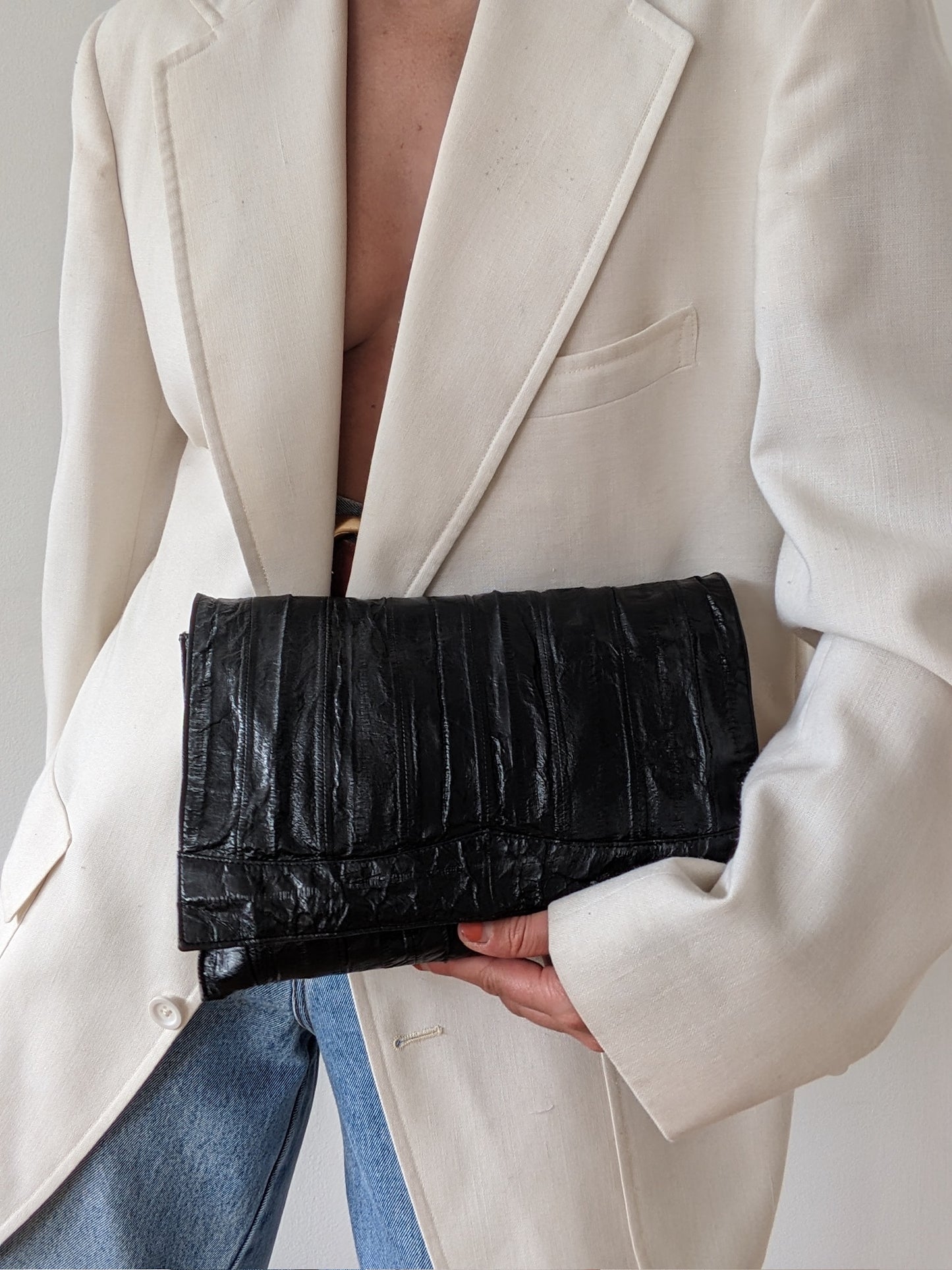 Vintage Ink Eelskin Leather Bag