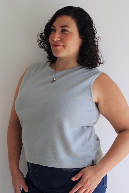 Vintage Stone Blue Woven Sleeveless Top