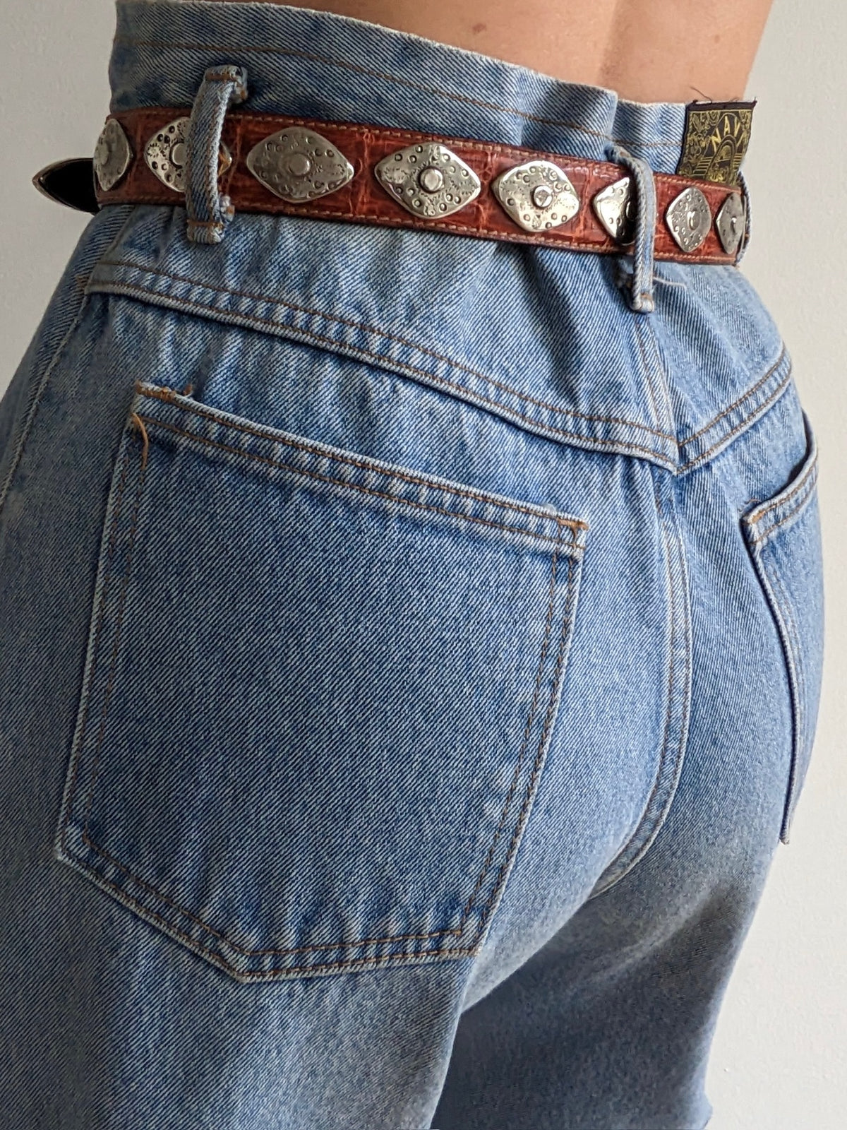 Amazing Vintage Silver-Embellished Western Leather Belt